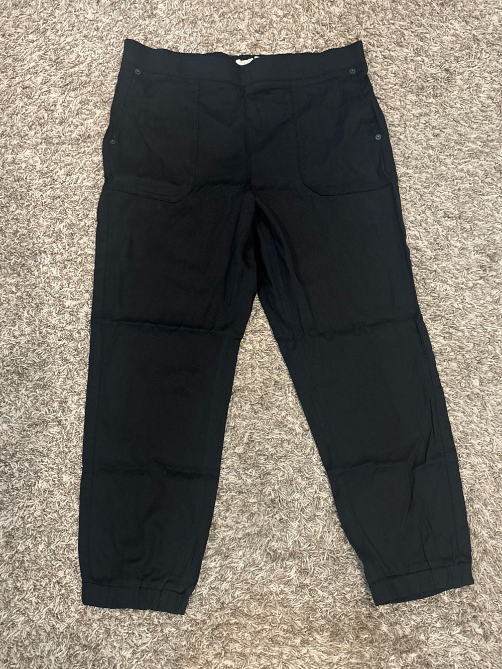 LOGO Lori Goldstein Petite 12 Black Utility Jogger Pants Pull On NWT